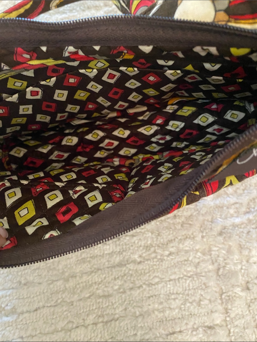 Vera Bradley Brown, orange, red & Yellow Floral Quilted Shoulder Bag - Picture 2 of 5